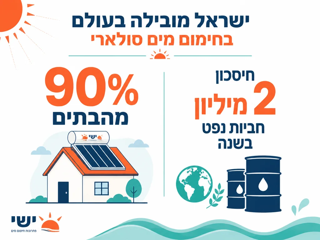 אינפוגרפיקה של שיעור אימוץ דוד שמש בישראל וחיסכון לאומי בנפט
