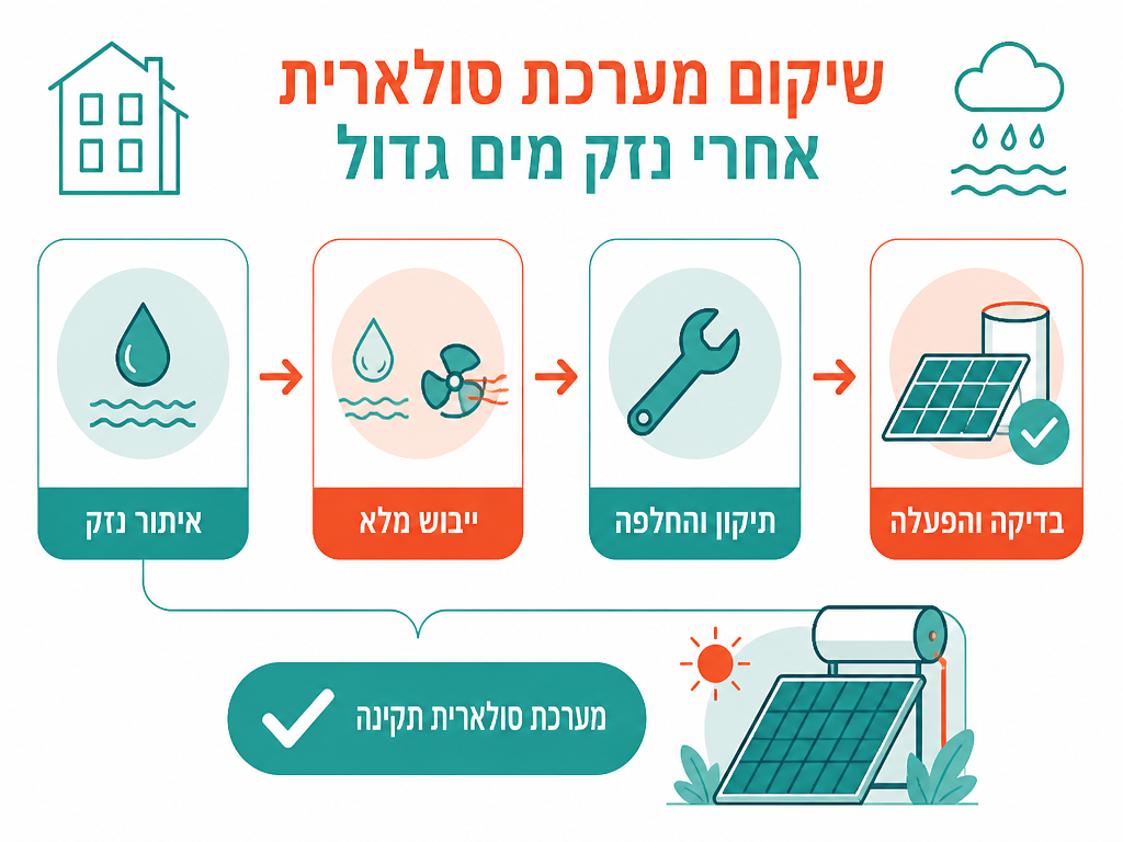 שיקום מערכת סולארית אחרי נזק מים גדול - נתונים ומדדים
