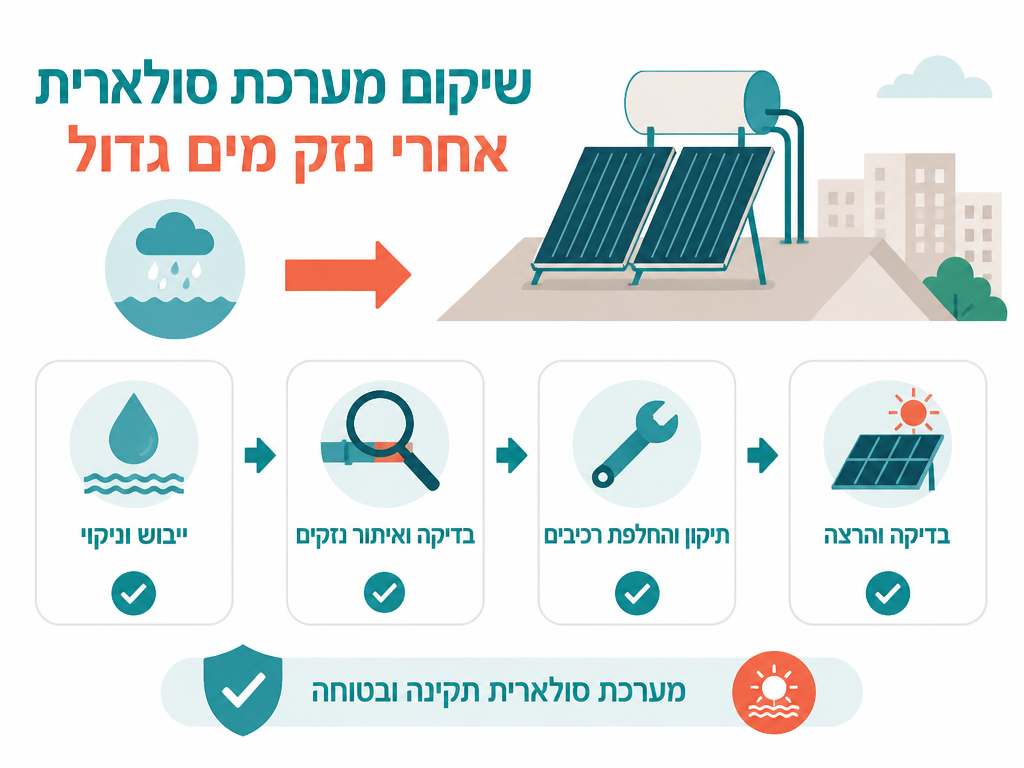שיקום מערכת סולארית אחרי נזק מים גדול - נתונים ומדדים