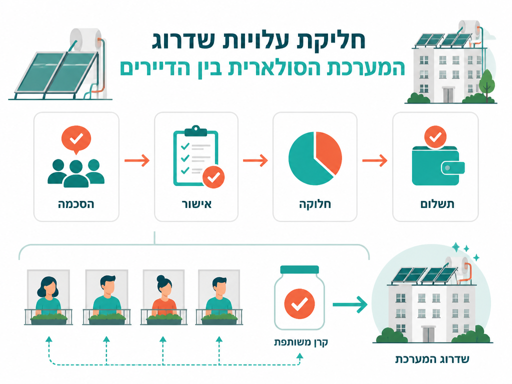 חלוקת עלויות שדרוג המערכת הסולארית בין הדיירים - נתונים ומדדים
